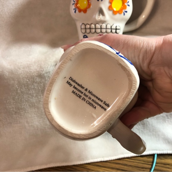 Dia de los Muertos Day of the Dead sugar skull coffee mugs -set of 2 - Picture 5 of 9